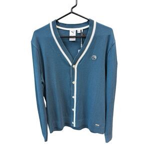 PUMA Arnold Palmer Men’s Blue Cardigan Sweater M NWT